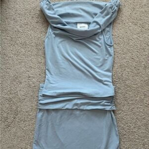 Reformation Blue Cowl Neck Top and Skirt